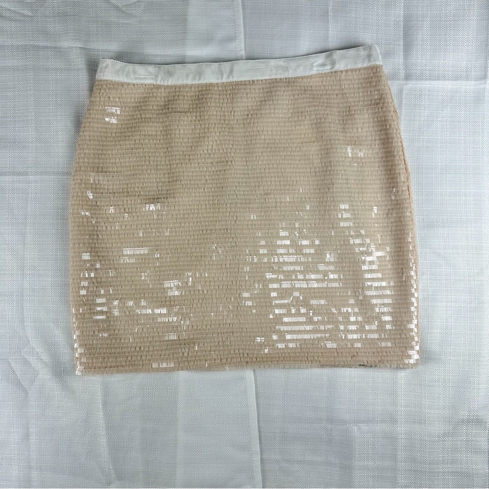 CACHE Scale Beige Full Sequins Mini Pencil Skirt Sz 12 NWT - Picture 2 of 8